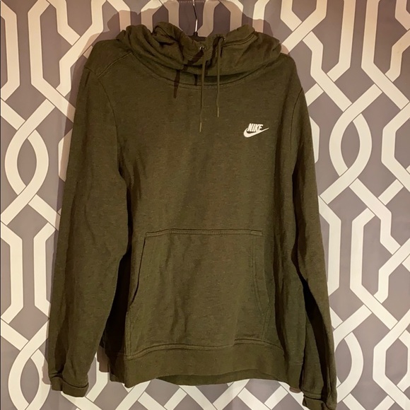 Tops | Army Green Nike Hoodie W Cute Neck | Poshmark